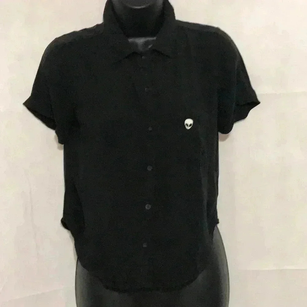 Brandy Melville Black Alien Top Size One Size—A4 - Picture 1 of 5